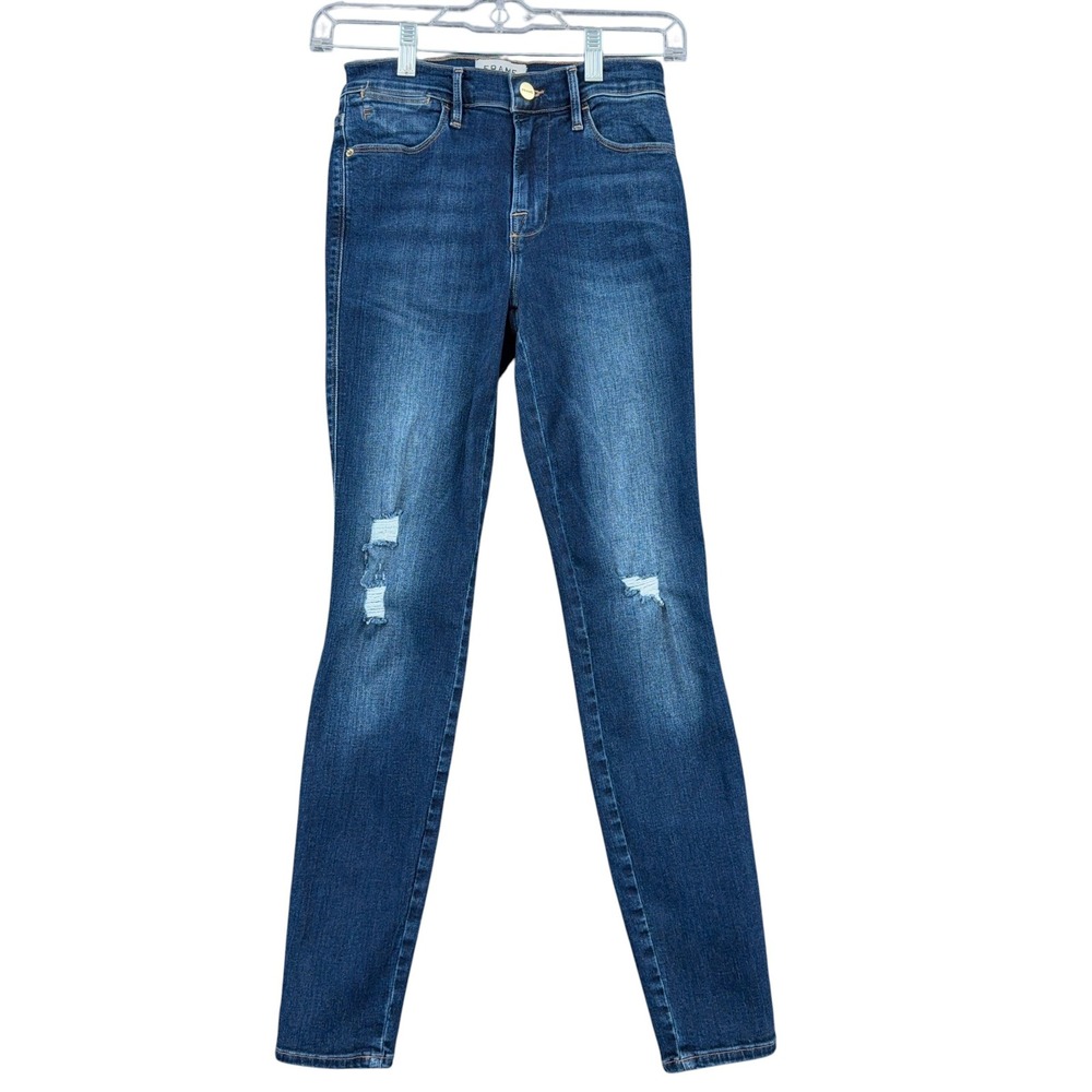 FRAME Le High Skinny Women 25 Cotton Elasterel-P Elastane Blue Riverside Jeans‎